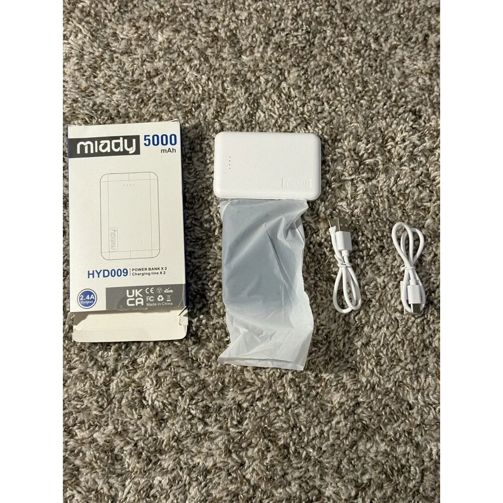 Miady 2-Pack 5000mAh Mini Portable Charger, 5V 2.4A USB-C Output Fast Charging